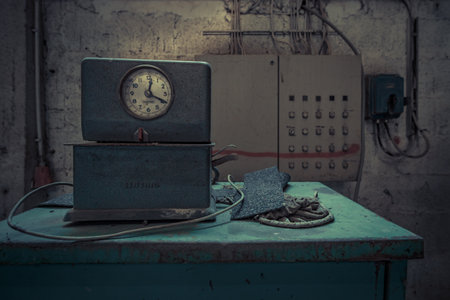 Creepy abandoned industry area with natural decay so-called lost place a decayed factory hallの写真素材