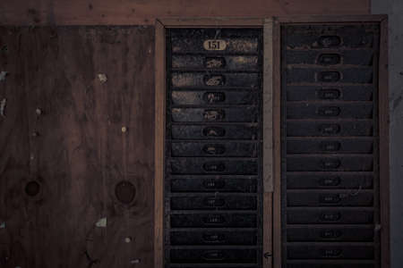 Creepy abandoned industry area with natural decay so-called lost place a decayed factory hallの写真素材