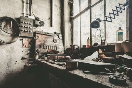 Creepy abandoned stone work building with natural decay so-called lost place with retro interior decorationの写真素材