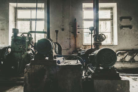 Creepy abandoned stone work building with natural decay so-called lost place with retro interior decorationの写真素材