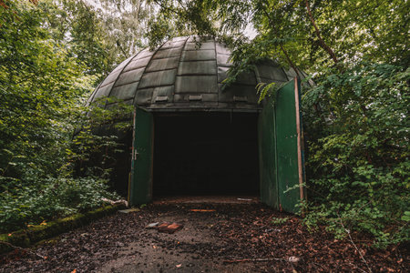 An old abandoned barracks, a dilapidated military site with many buildings and facilities that have been falling into disrepair for yearsの写真素材