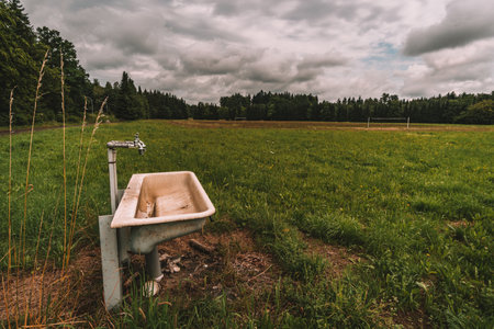 An old abandoned barracks, a dilapidated military site with many buildings and facilities that have been falling into disrepair for yearsの写真素材