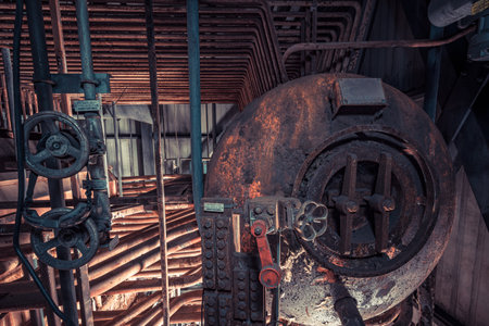 Creepy abandoned industry area with power plant a lost place a decayed factory hall