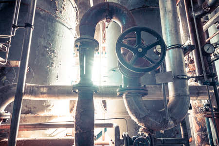 Creepy abandoned industry area with power plant a lost place a decayed factory hall