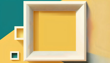3d render of a blank picture frame on a colorful background.の素材