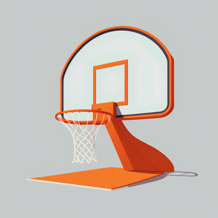 Basketball hoop isolated on grey background. 3d render illustration.の素材