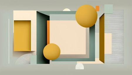 Abstract 3d geometric shapes in pastel colors. Vector illustration.の素材