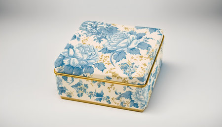 Gift box with floral pattern on white background. 3d renderingの素材