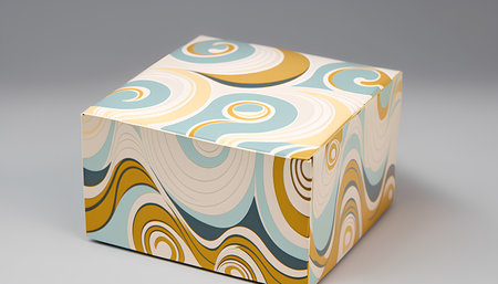 Carton box with abstract pattern on gray background. 3d renderの素材