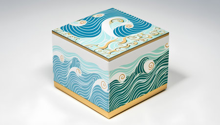3d illustration of a box with a pattern in the form of wavesの素材