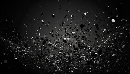 Broken glass on a dark background. 3d render illustration.の素材