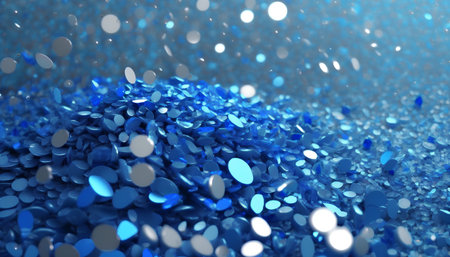 Blue glitter abstract background with bokeh defocused lights. 3d renderingの素材