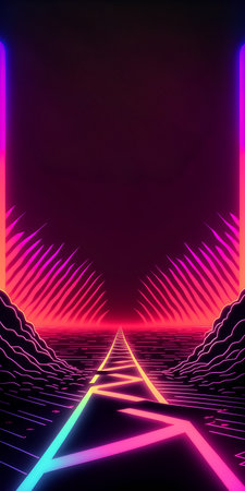 Neon futuristic background. Futuristic technology style. Vector illustration.の素材