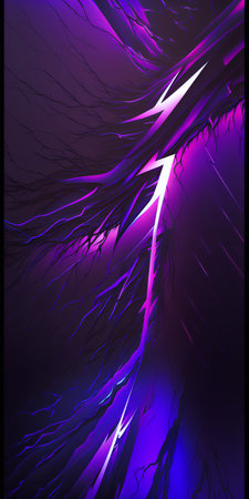 Fractal 3d illustration of lightning in the dark, abstract backgroundの素材