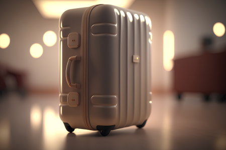 Suitcase on the floor in the hotel. 3d renderingの素材