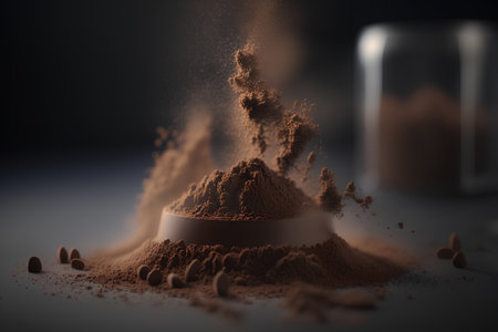 Cocoa powder on a black background. 3d rendering.の素材