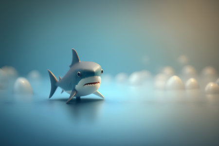 Shark in the water. 3D illustration. 3D rendering.の素材