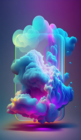 Abstract background with colorful clouds and glowing frame. Vector illustration. Eps 10の素材