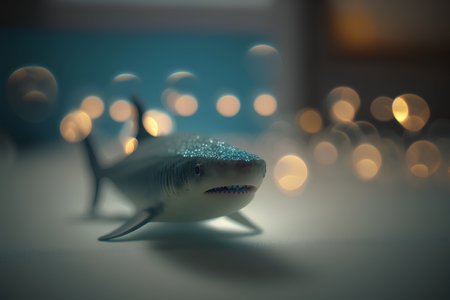 shark on the background of bokeh. 3d illustrationの素材