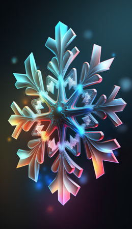 Snowflake on colorful background. 3d illustration. Christmas and New Year concept.の素材
