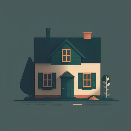 House in flat style. Vector illustration of a house in flat style.の素材