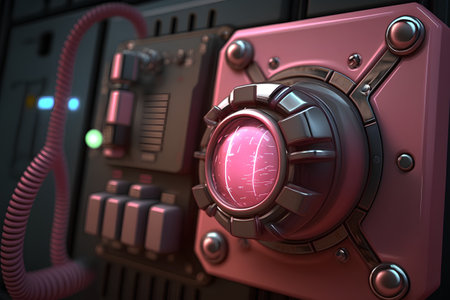 3d illustration of a control panel with a pink button in itの素材