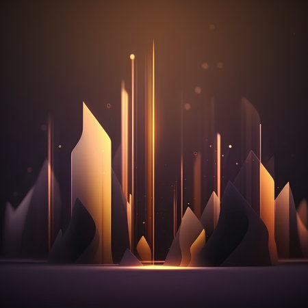 Abstract background with mountains and glowing lights. Vector illustration. Eps 10の素材