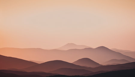 Mountain Landscape. Sunrise over the Mountains. Vector Illustrationの素材