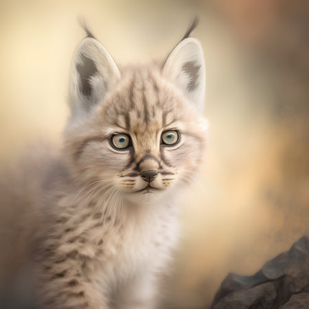 Portrait of a lynx cub in natural light. Animal series.の素材