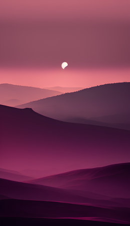 Beautiful sunset in the mountains. Vector illustration, EPS 10.の素材