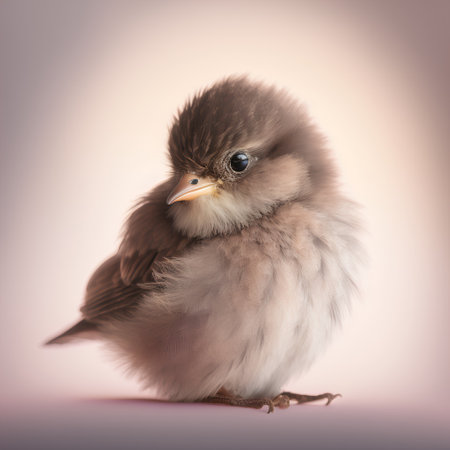 little chick on a pink background, studio photo, close-upの素材