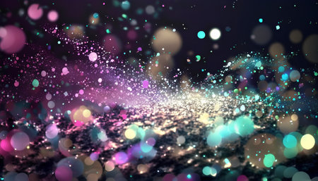 colorful bokeh background with glitter defocused lights and starsの素材