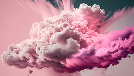 3d illustration of pink smoke clouds in the sky. Abstract backgroundの素材