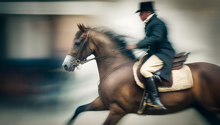 Horseman on a galloping horse. Equestrian sportの素材