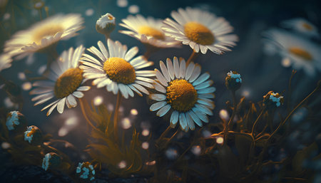 Beautiful daisies in the meadow. Nature background.の素材