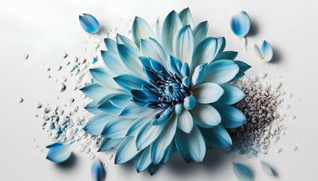 Blue dahlia flower on a white background. 3d renderingの素材