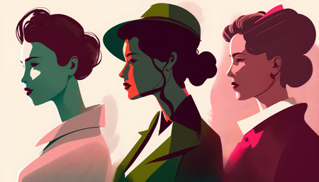 Fashion models in sketch-style. Retro style. Vector illustration.の素材