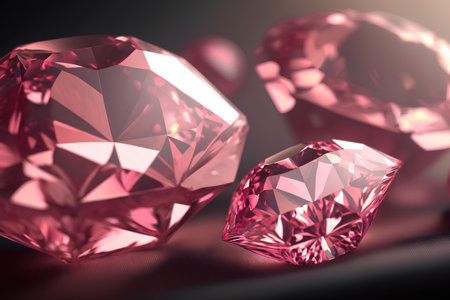 Diamonds on a dark background. 3d rendering. Computer digital drawing.の素材