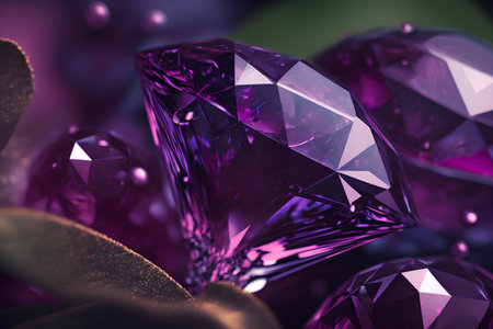 Purple diamonds on a dark background. 3d rendering, 3d illustration.の素材