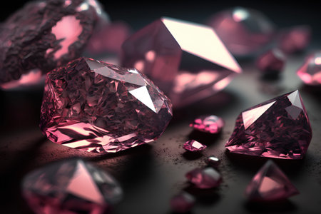 Gemstones on a dark background. 3d render illustration.の素材