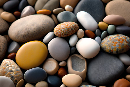 Colorful pebbles background. Pile of different stones.の素材