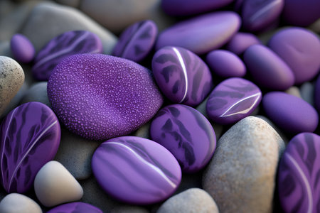 Purple zen stones on the seashore. 3d renderingの素材