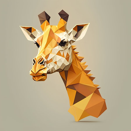 Giraffe low poly style. Geometric design. Vector illustration.の素材
