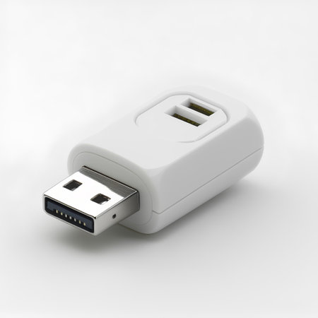 White USB cable isolated on a white background. 3d rendering.の素材