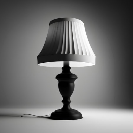 Table lamp on a grey background. 3d rendering. Computer digital drawing.の素材