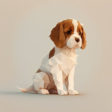 Cute Beagle dog in low poly style. Vector illustration.の素材