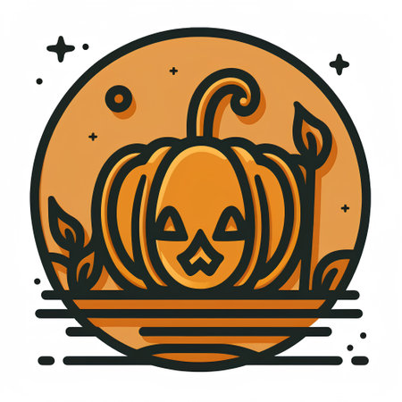 Halloween pumpkin vector icon. Illustration of pumpkin in flat style.の素材