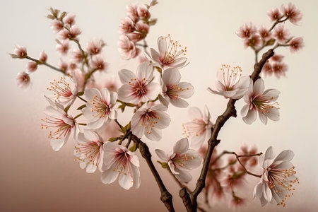 cherry blossom in japanese style on a white backgroundの素材
