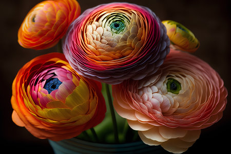 Ranunculus (persian buttercups) in vaseの素材