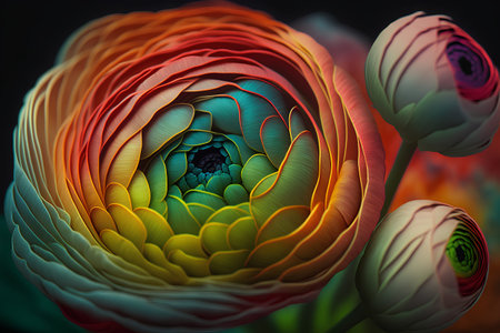 Ranunculus (persian buttercups) - fractal flowerの素材